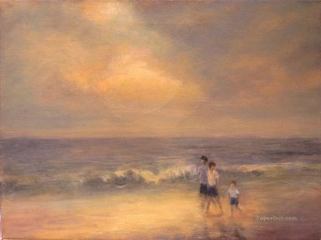 風景 Painting - 夜のビーチ散歩